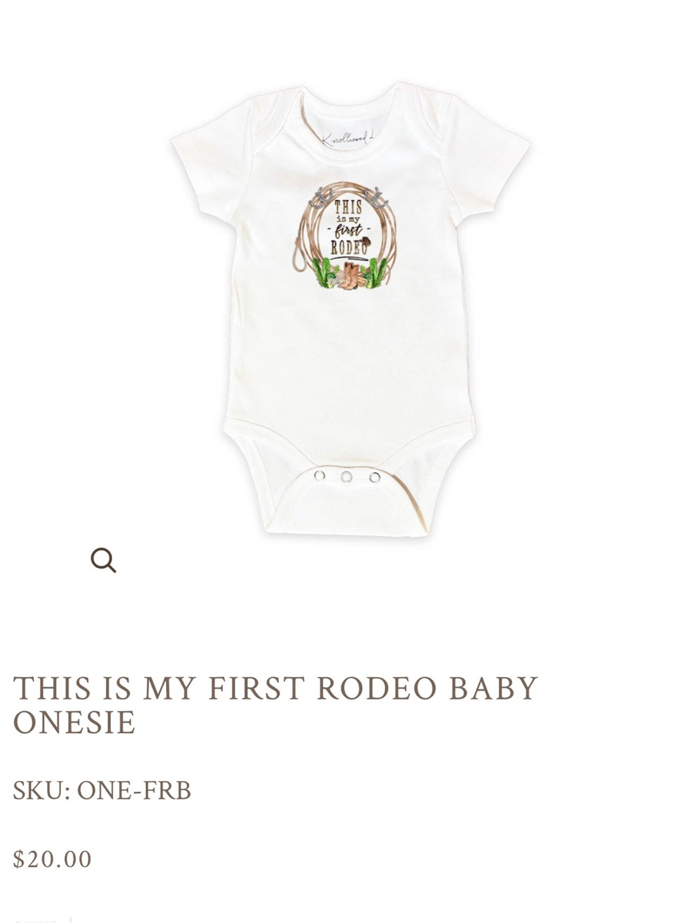 White Baby Onesie with 'This is My First Rodeo' Graphic brand new 0-3 months